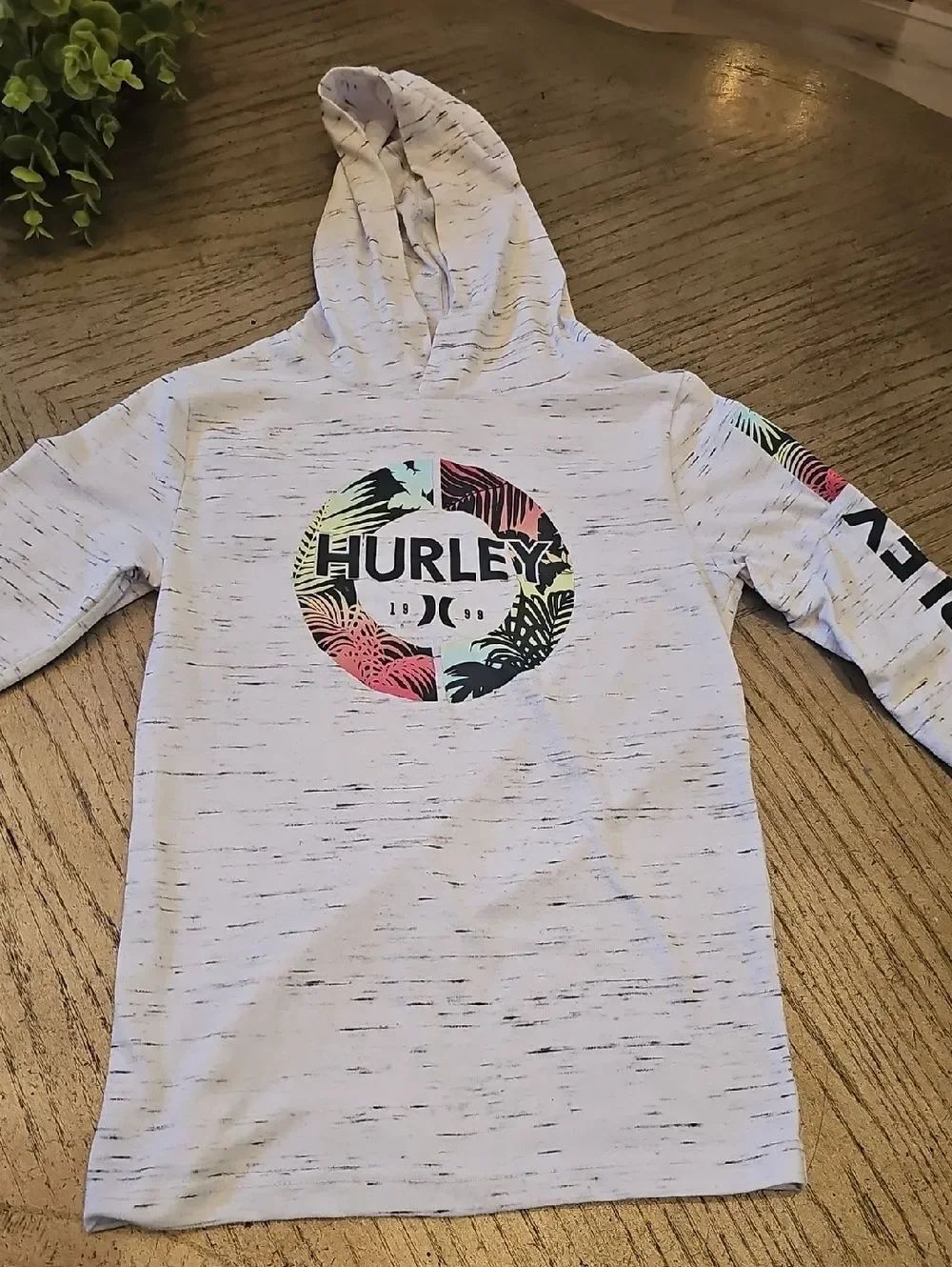 Hurley Boys Hooded Tee with Tropical Logo Size S 8-10
